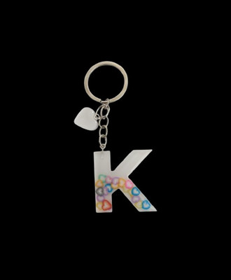 NEHIK ENTERPRISE Resin Keychain Letter K Heart White Key Chain