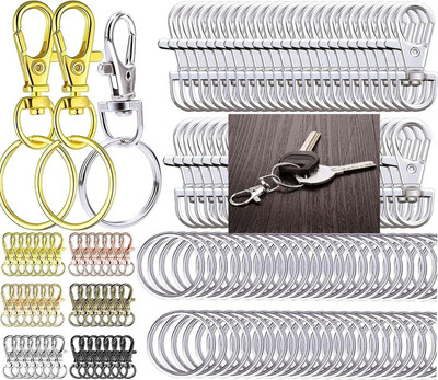 DIY Crafts (10 Pcs, 30mm Silver) Swivel Clasps Set Lanyard Snap Hooks with Key Rings Key Chain