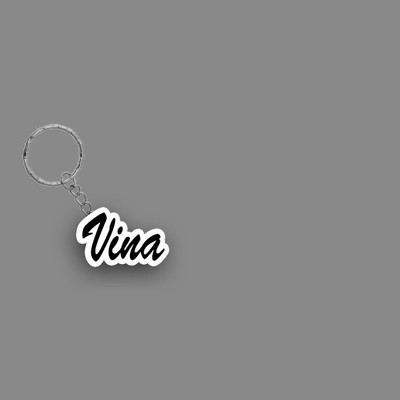 SY Gifts SYG Vina Name Keychain White And Black Key Chain