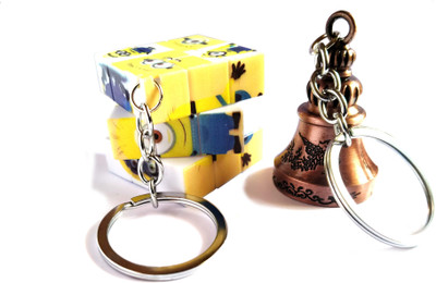 Meeko.com Minion cube with Guardian bell key chain for bike and scotter Key Chain