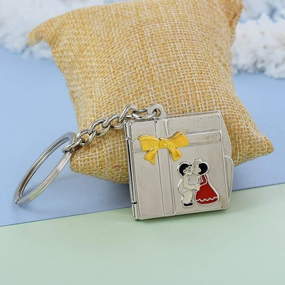 GiftyLuxe Personalized Book Pendant Keychain Couple Book Shape Photo Keychain Gift Key Chain