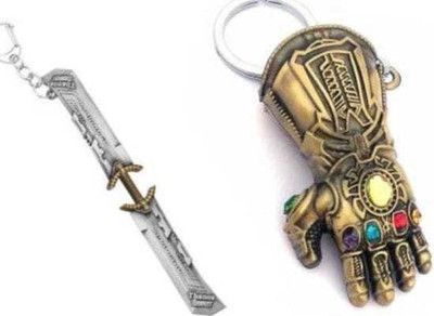 JAINSON MARTIN Combo of silver thanos sword & golden thanos hand keychain Key Chain