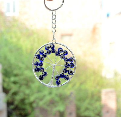 ONRR Collections evil eye tree of life keychain fengshui sterling silver protective keyring Key Chain