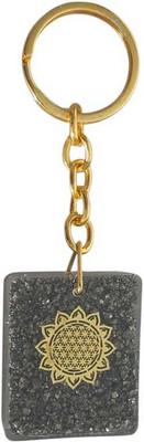 Swasstik Crystal Products Golden Pyrite Flower of Life Key Chain