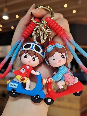 SRG Cute Red and Blue Scooter Keyring with Hook Pack of 2 Key Chain