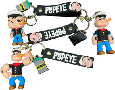 Skycart Popeye 3D Silicon Keychain with bagcharm and Strap pack 1 Key Chain