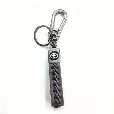 gtrp Toyota Brown Stainless Steel With Leather Strap Braided | Keychain Key Chain