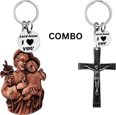 The Men Gift Lord Jesus Keychain Combo– Sacred Heart Religious Keyring Set ShivkeyCom635-667 Key Chain