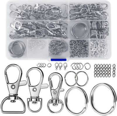 Zibuyu 265Pcs Keychain Clips Kit with Key Rings, Swivel Snap Hooks Metal Lobster Clasps Key Chain