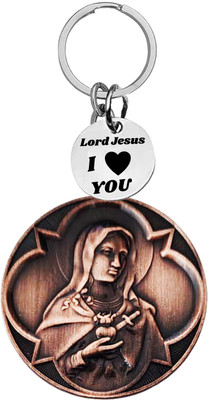 M Men Style Mother Mary Keychain | Virgin Mary Sacred Heart Religious Key Ring SKey2025626 Key Chain