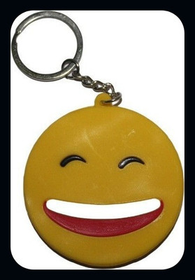 MAG BEE Two Sided Rubber Smiley Emoji (Design-9)for Car Bike Girls Keyring-kC331-Premium Key Chain