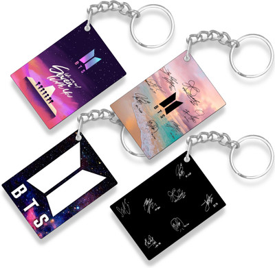 THE HATKE STORE BTS Printed Acrylic Keychain (pack of 4) Gift For Girls BTS Army Lover Gift P8 Key Chain