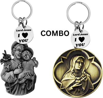 The Men Gift Lord Jesus Keychain Combo– Sacred Heart Religious Keyring Set ShivkeyCom637-627 Key Chain