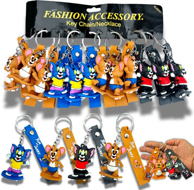 IncyWincy Tom & Jerry Keychain (Pack of 6) – Skate-Theme Keyring for Bags & Bikes, Gift Key Chain