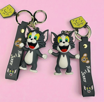 cutieclicks Delightful Tom Cat & Cheese Keychain Duo - Classic Cartoon Charm (Set of 2) Key Chain
