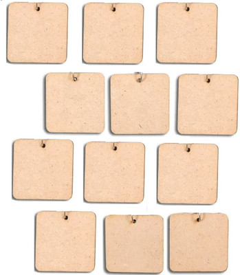 CHL 2 Inch Square Wooden MDF Key Chains Cutouts Plain MDF Blanks for Craft,25 pcs Key Chain