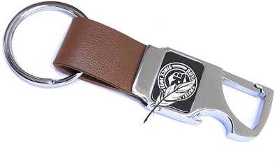 Jdp Novelty Metal Leather Opner Keychain for royal enfield Bike 1901 Logo on. Brown Colour Key Chain