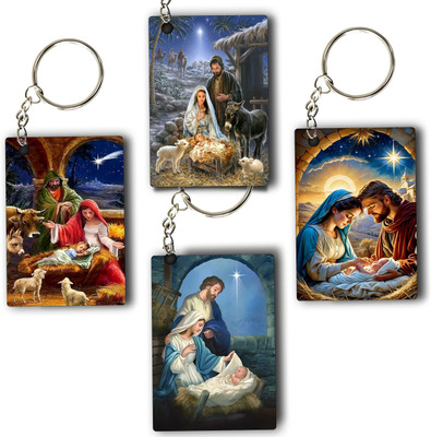 ASvik Creation Baby Jesus KC-01 Premium Printed Keychain (Pack of 4) For Bike, Scooty, Car Key Chain