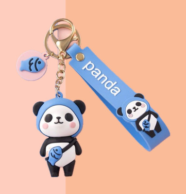 SHRI JI Fish Panda Keychain with Strap and Fish Charm (Blue) Key Chain