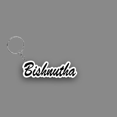 SY Gifts SYG Bishnutha Name Keychain White And Black Key Chain