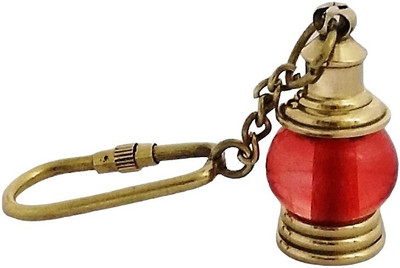 Shoptreed Antique Nautical Brass Red Lantern Keychain Key Chain