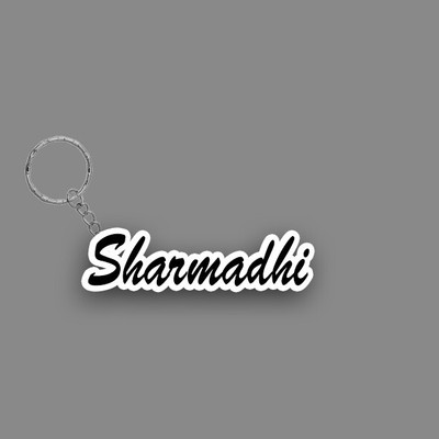 SY Gifts SYG Sharmadhi Name Keychain White And Black Key Chain