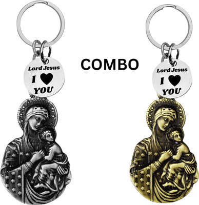 M Men Style Lord Jesus Keychain Combo– Sacred Heart Religious Keyring Set SkeyCom640-639 Key Chain
