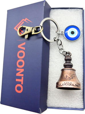 VOONTO Tibetan Bell Keychain Temple Bell Key Chain Evil Eye Green Hook Copper Pack1 Key Chain