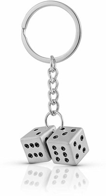 Augen Premium Dice Stainless Steel Keychain Metal For Gifting With Key Ring Anti-Rust Key Chain