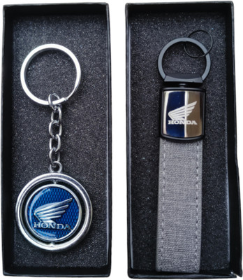JNV Leather And Metal Keychain Compatible With HONDA Bikes | Scooty (Pack Of 2) Key Chain
