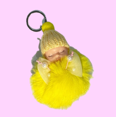 SHRI JI Cute Sleeping Baby Doll Keychain Keyring Yellow Key Chain