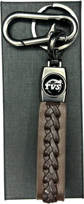 FLAMBE tvs Brown Cross Design Belt Keychain Key Chain
