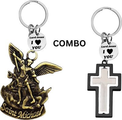 M Men Style Double-Sided Saint Michael Keychain – Jesus Christ Key Ring Medal Com648-676 Key Chain