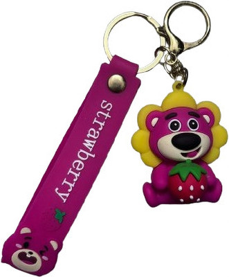 AllThe Small Things Adorable Strawberry Bear Keychain – Cute Plush Bear Charm with Strawberry Design Key Chain