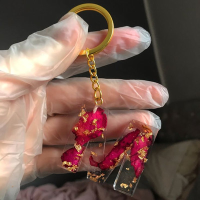 SnipNclip Crafts M Rose Alphabet/Letter Key chain, Handmade Key chains Key Chain