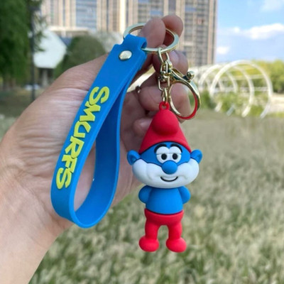 Mubco The Smurfs Papa 3D Keychain| Strap Charm & Hook | PVC Cartoon Model Toy Kid Gift Key Chain