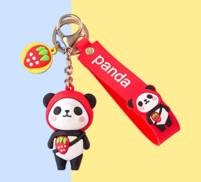 K C Fruit Panda Keychain with Strap and Charm Strawberry Fruit Keychain (Red) Key Chain