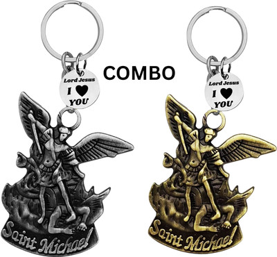 M Men Style Double-Sided Saint Michael Keychain – Jesus Christ Key Ring Medal Com649-648 Key Chain