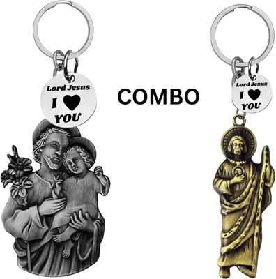 M Men Style Lord Jesus Keychain Combo– Sacred Heart Religious Keyring Set SkeyCom637-657 Key Chain