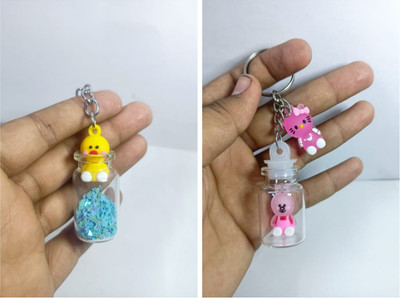 YuNiesto Combo of Two Bottle Design Light weight & Cute Keychain with Sparkle Key Chain