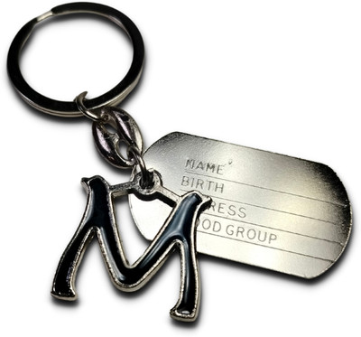 swagtreg Alphabet M Keychain with ID Tag | Stylish & Durable Gift for Men & Women Key Chain