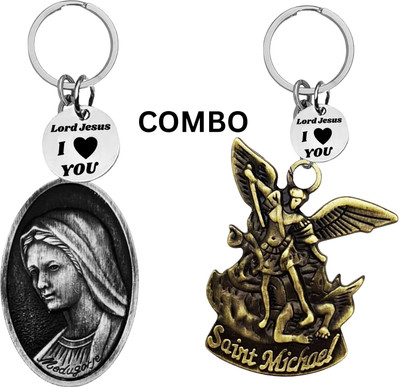 M Men Style Double-Sided Saint Michael Keychain – Mother Merry Protector Medal Com643-648 Key Chain