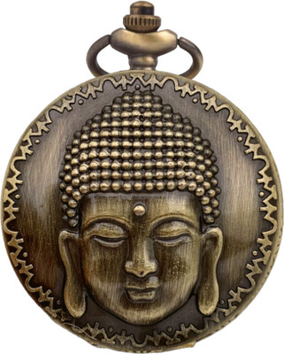 Classic Quirk Gandhi Style Vintage Buddha Theme Face Designer Analog Antique Pocket Watch Key Chain