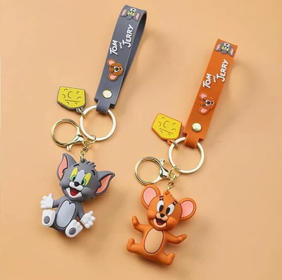 GKM Famous Cartoon Tom & Jerry combo set 3D keychain with strap Key Chain