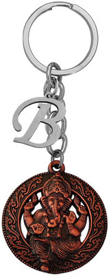 M Men Style Religious Lord Shri Ganesh With Initial Letter Alphabet - B SKey2022391 Key Chain