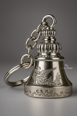 GT Gala Time Silver Tibetan Guardian Bell for Bike Car Ghanti Gift for Men Women Lucky Charm Key Chain