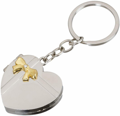 Spotlight Heart Shape Double Photo Frame Metallic Keyring Key Chain for Boys and Girls Key Chain