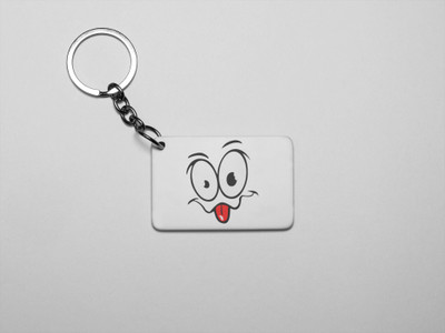 Rushaan Tongue Out Lips Wave Emoji- Printed Acrylic Keychains(Pack Of 2) Key Chain