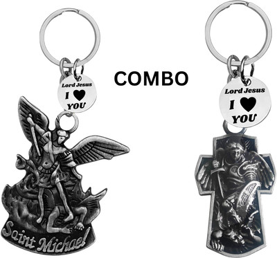 M Men Style Double-Sided Saint Michael Keychain – Jesus Christ Key Ring Medal Com649-652 Key Chain