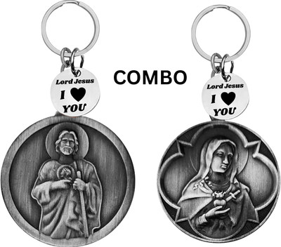 The Men Gift Lord Jesus Keychain Combo– Sacred Heart Religious Keyring Set ShivkeyCom631-628 Key Chain